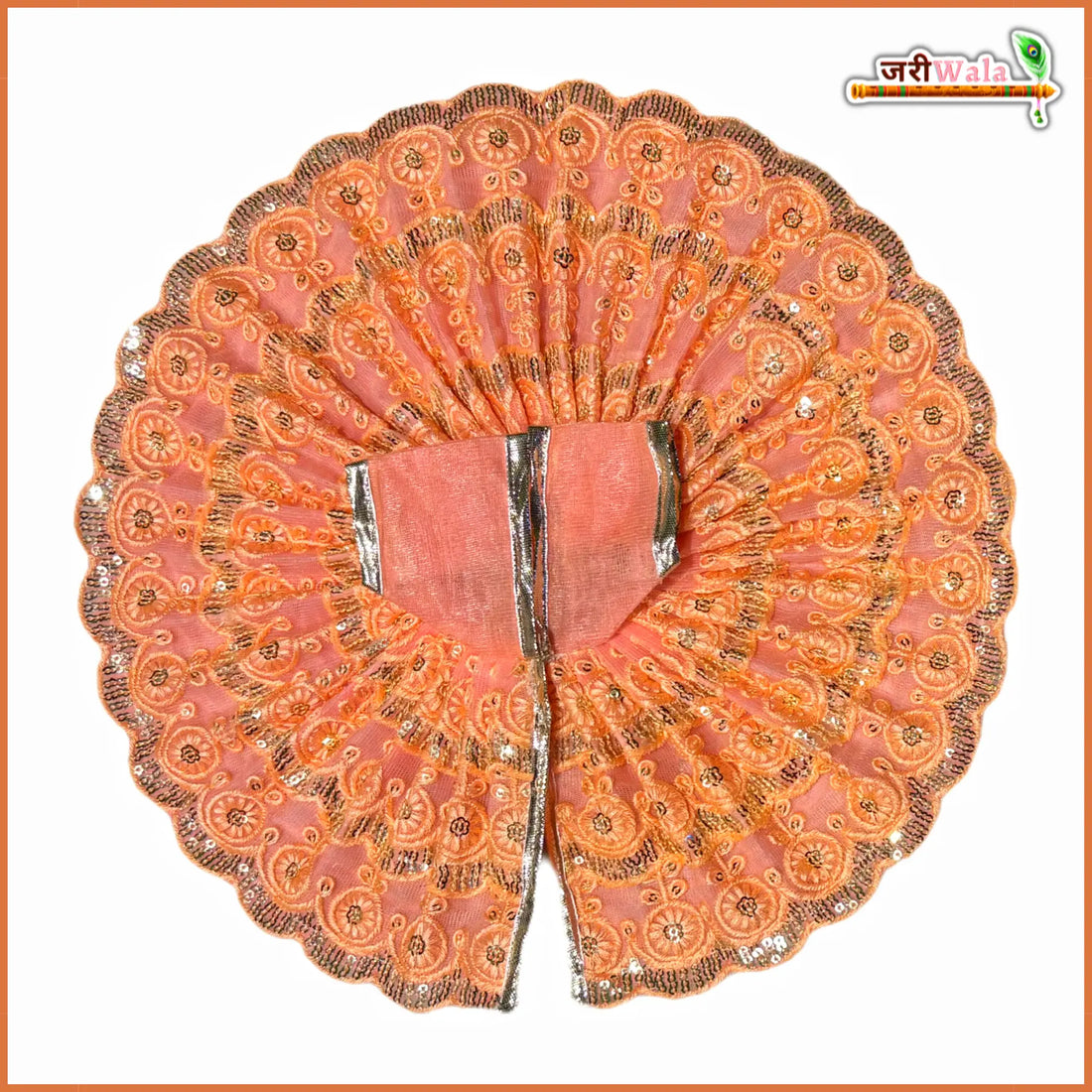 Handmade Peach Embroidery Net Thread Laddu Gopal Dress | Designer Kanha Ji Poshak for Janmashtami | Fancy Bal Gopal & Krishna Ji Dress
