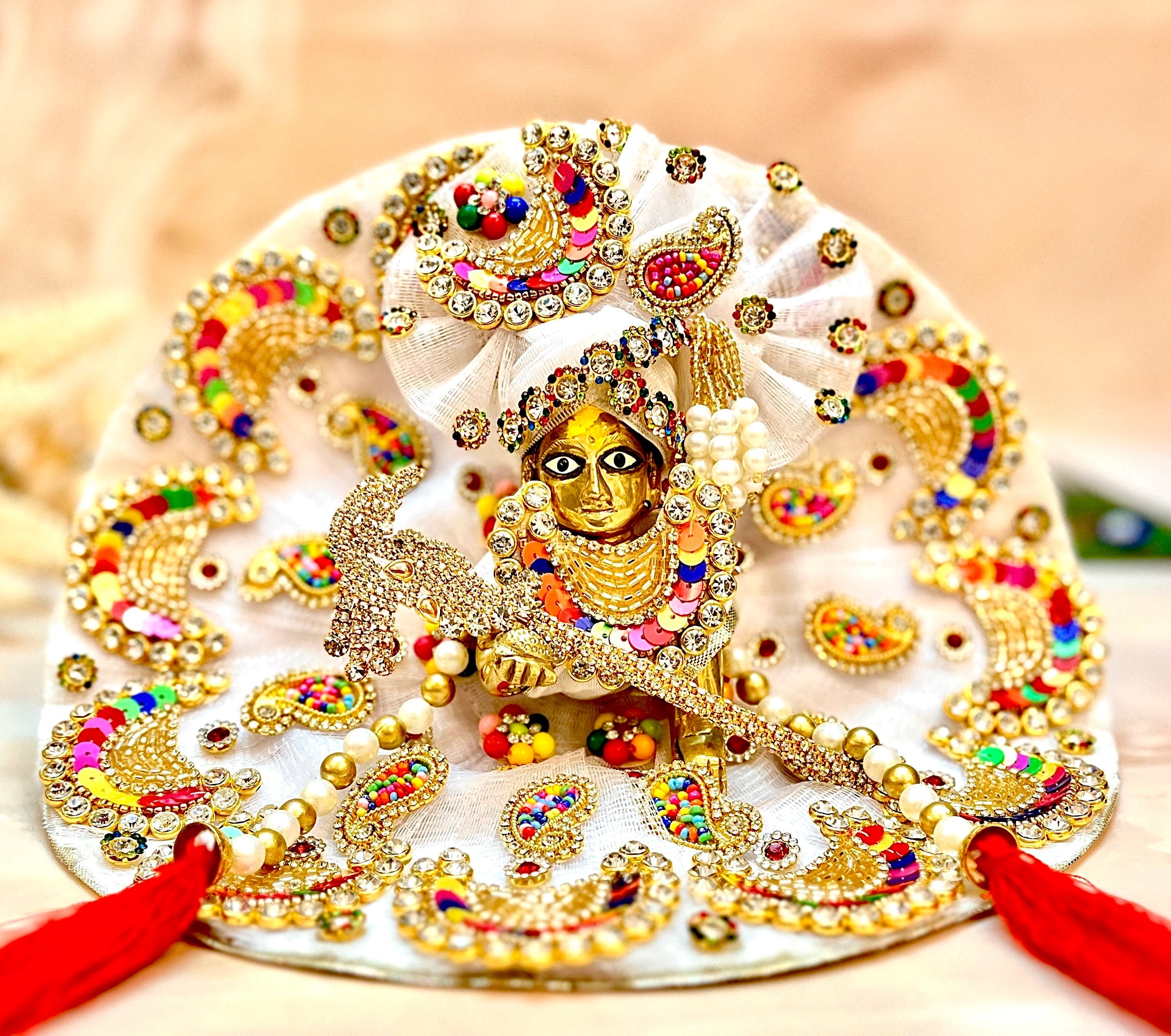Handmade Holi Special Laddu Gopal Dress Set - 5 Piece Designer Poshak with Free Necklace & Patka | Perfect for Janmashtami & Festivals