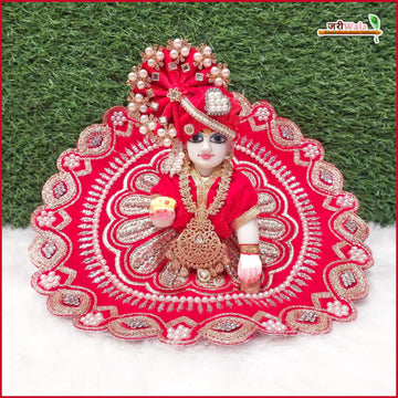 Handmade Red Laddu Gopal Dress with Sitara Stone Work | Designer Kanha Ji Poshak for Janmashtami | Fancy Bal Gopal & Krishna Ji Dress