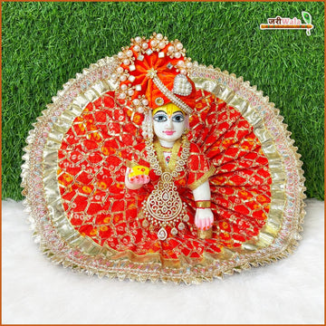 Handmade Bandhej Lace Work Orange Laddu Gopal Dress | Designer Kanha Ji Poshak for Janmashtami | Fancy Bal Gopal Dress & Krishna Ji Outfit