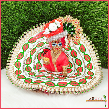 Handmade Cotton Thread Red Poshak for Laddu Gopal | Designer Kanha Ji Dress | Fancy Bal Gopal Outfit for Janmashtami Celebrations