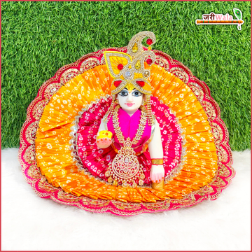 Handmade Designer Cotton Frill Laddu Gopal Dress with Sitara Work - Yellow & Magenta Kanha Ji Poshak for Janmashtami Celebrations