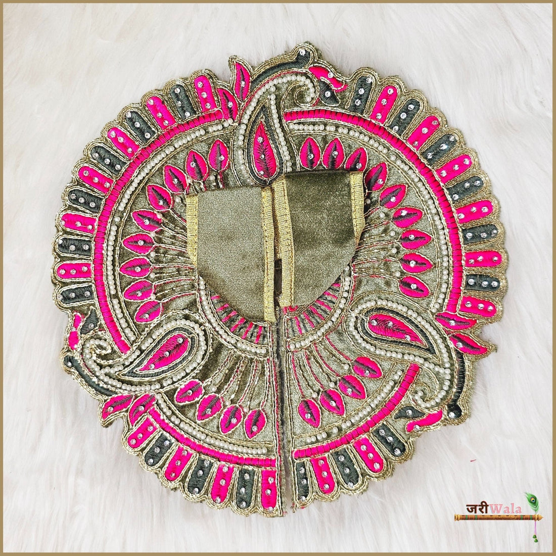 Handmade Olive Green Laddu Gopal Dress with Lace Moti Work | Designer Kanha Ji Poshak for Janmashtami | Fancy Bal Gopal Dress