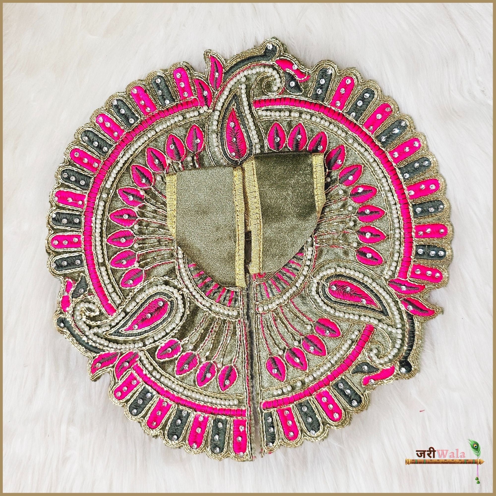 Handmade Olive Green Laddu Gopal Dress with Lace Moti Work | Designer Kanha Ji Poshak for Janmashtami | Fancy Bal Gopal Dress
