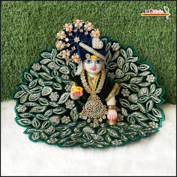 Handmade Dark Green Laddu Gopal Poshak with Stone Work | Designer Kanha Ji Dress for Janmashtami | Fancy Bal Gopal Dress