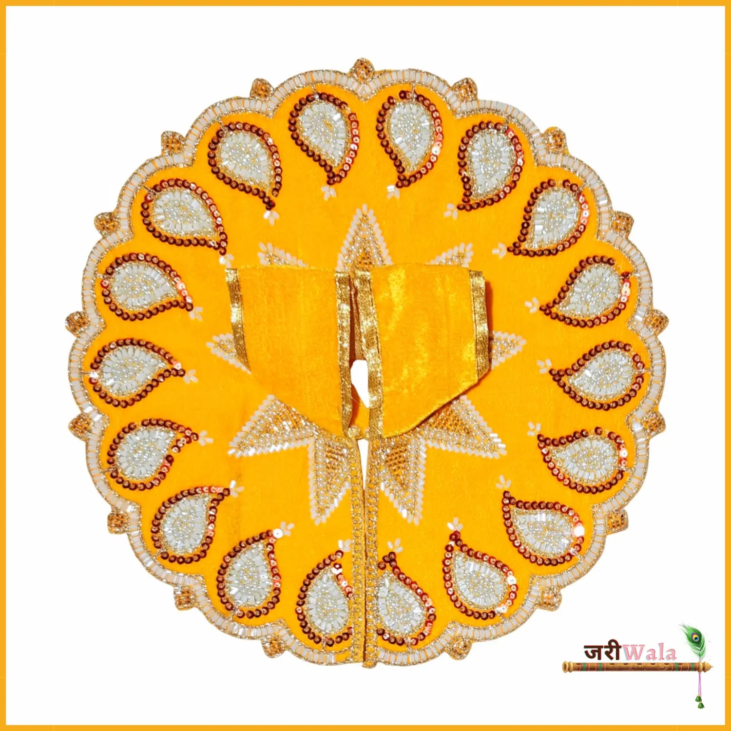 Handmade Yellow Laddu Gopal Dress with Cutdana Moti Work | Designer Kanha Ji Poshak for Janmashtami | Fancy Bal Gopal & Krishna Ji Dress