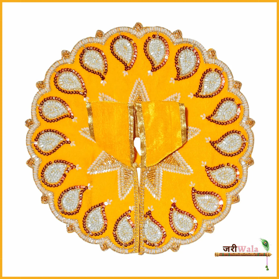 Handmade Yellow Laddu Gopal Dress with Cutdana Moti Work | Designer Kanha Ji Poshak for Janmashtami | Fancy Bal Gopal & Krishna Ji Dress