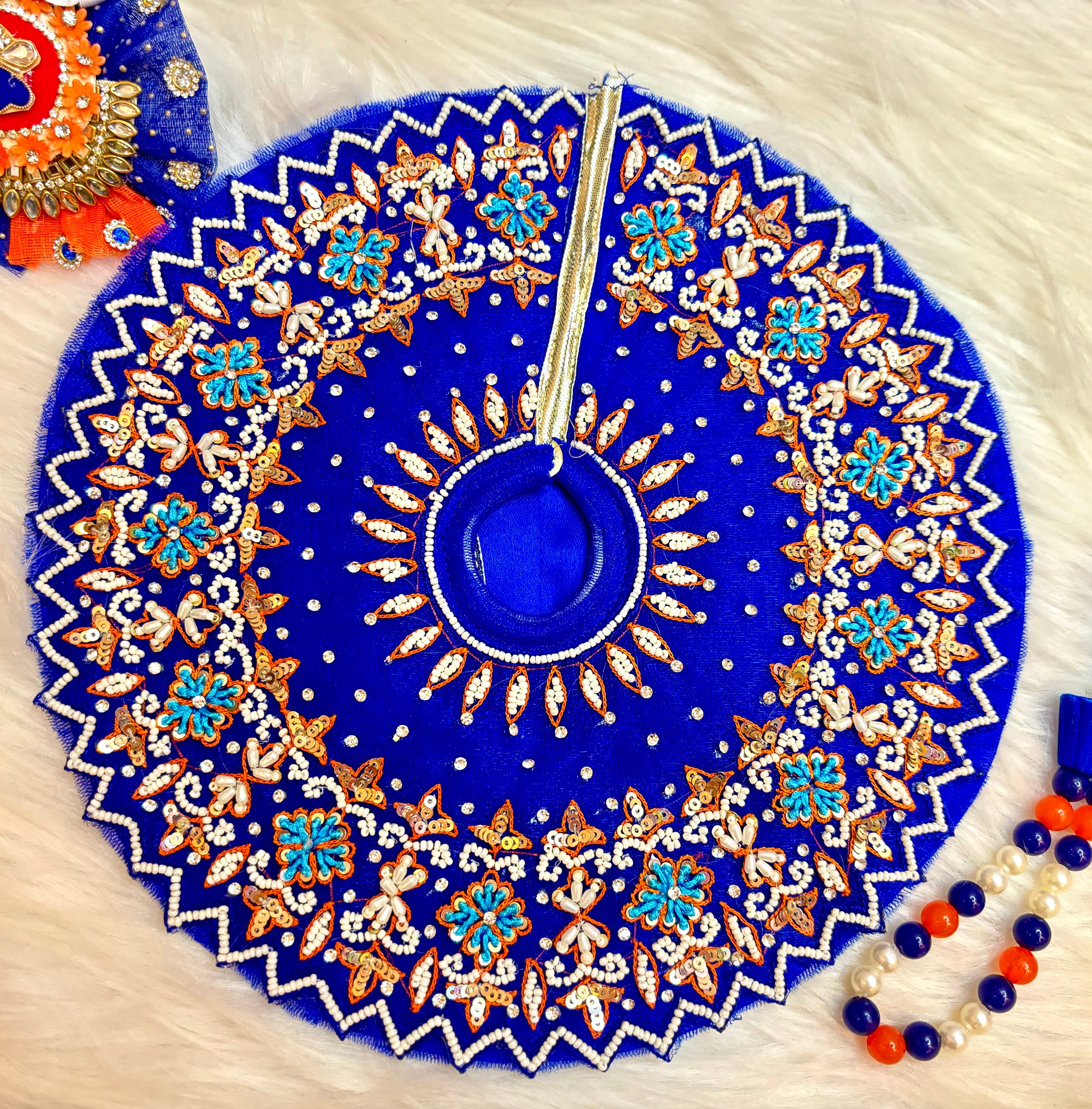 Handmade Luxe Blue Pearl Laddu Gopal Dress Set - 4 Piece Designer Poshak for Kanha Ji, Bal Gopal & Krishna Ji - Perfect for Janmashtami Festival