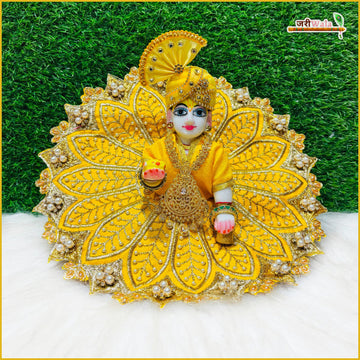 Handmade Yellow Laddu Gopal Dress with Moti Work | Designer Kanha Ji Poshak for Janmashtami | Fancy Bal Gopal Dress | Krishna Ji Outfit