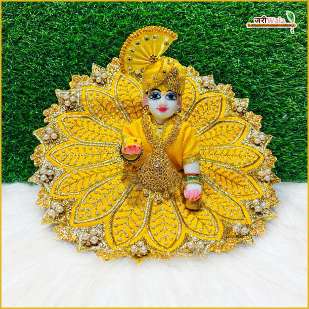 Handmade Yellow Laddu Gopal Dress with Moti Work | Designer Kanha Ji Poshak for Janmashtami | Fancy Bal Gopal Dress | Krishna Ji Outfit