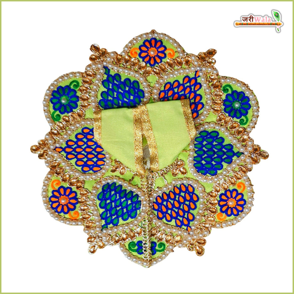 Handmade Green Laddu Gopal Dress with Moti Work | Designer Kanha Ji Poshak for Janmashtami | Fancy Bal Gopal Dress | Krishna Ji Dress