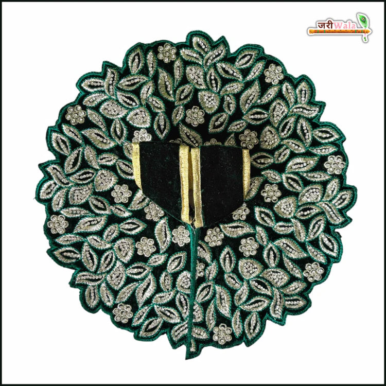 Handmade Dark Green Laddu Gopal Poshak with Stone Work | Designer Kanha Ji Dress for Janmashtami | Fancy Bal Gopal Dress