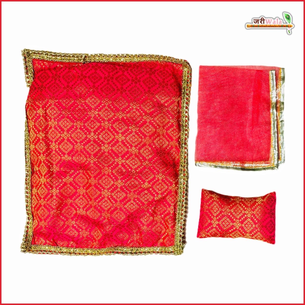 Cotton Printed 3 Piece Gadda Takia Set Gajri