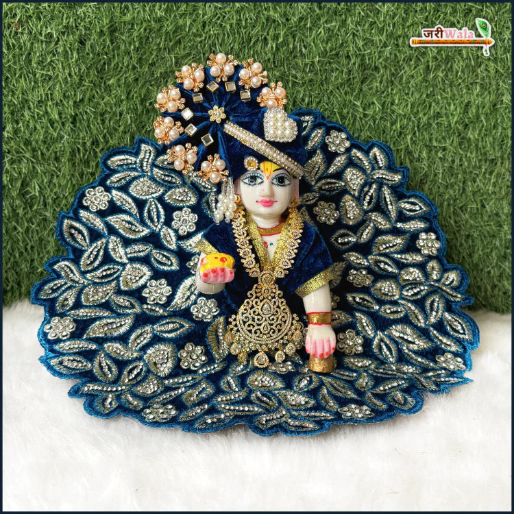 Handmade Teal Blue Laddu Gopal Poshak with Stone Work | Designer Bal Gopal Dress for Janmashtami | Fancy Kanha Ji Dress