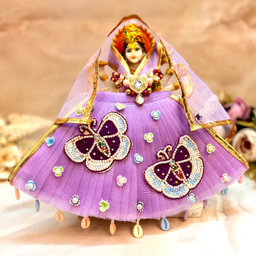 Handmade Mata Rani Purple Butterfly Lehenga Set - Designer Choli & Dupatta for Laddu Gopal Dress, Kanha Ji Poshak, Bal Gopal Dress for Janmashtami