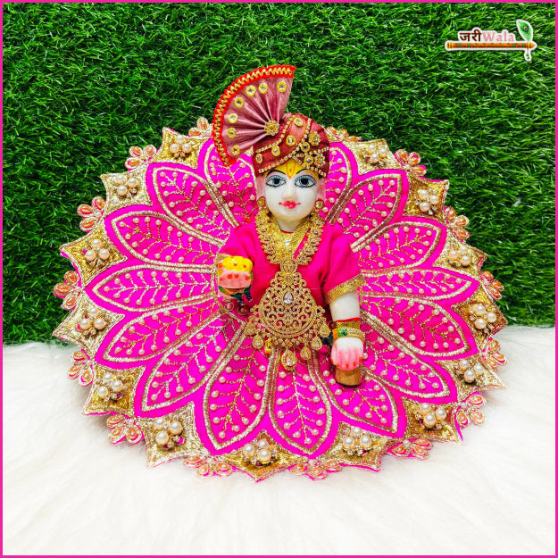 Handmade Magenta Laddu Gopal Dress with Moti Work | Designer Kanha Ji Poshak for Janmashtami | Fancy Bal Gopal Dress | Krishna Ji Outfit