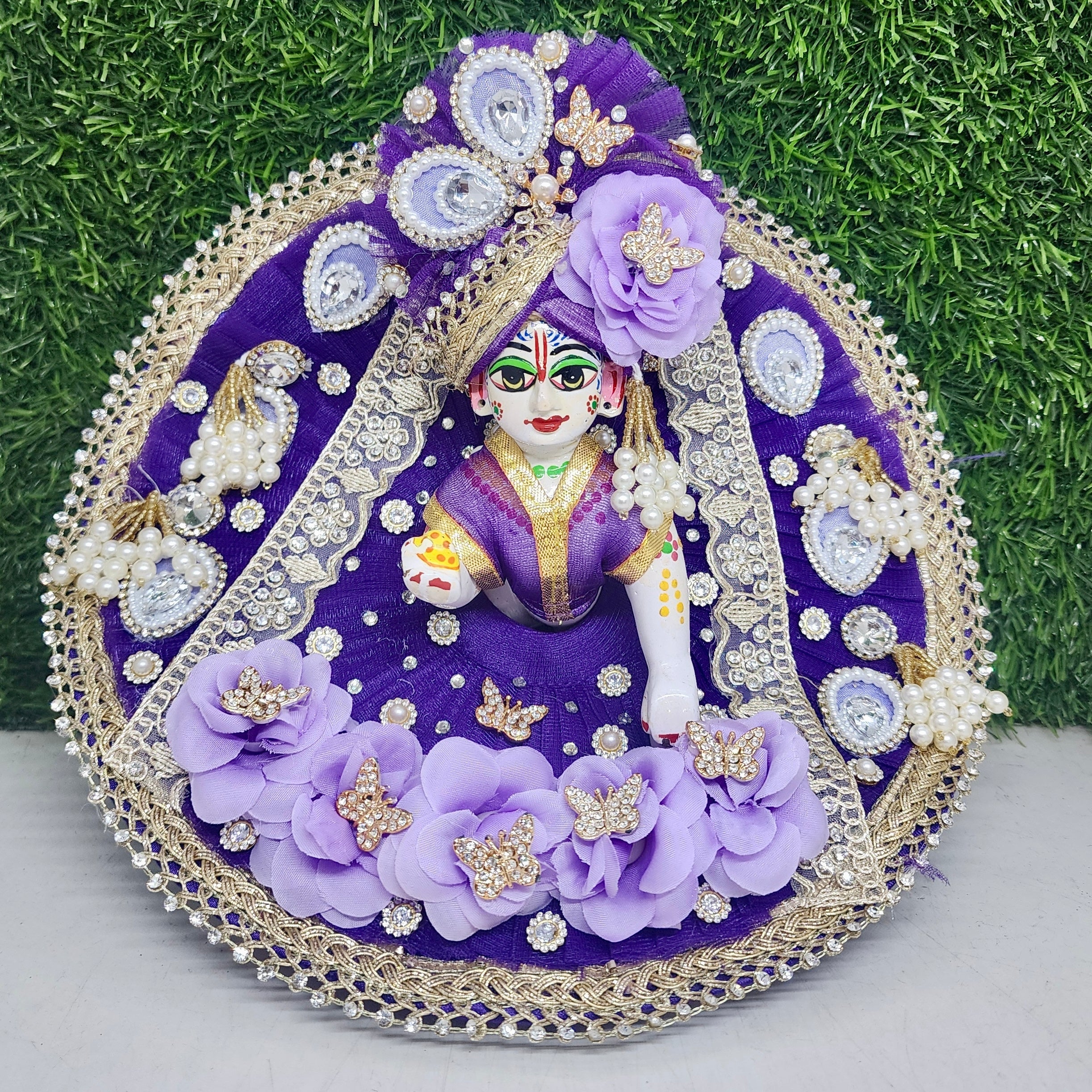 Designer Purple Heavy Laddu Gopal Dress for Kanha Ji | Fancy Poshak for Janmashtami, Diwali & Holi | Size 0-6 | Unique Bal Gopal Dress