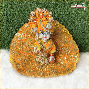 Handmade Yellow Laddu Gopal Dress with Cutdana Sitara Moti Work | Designer Kanha Ji Poshak for Janmashtami | Fancy Bal Gopal Dress