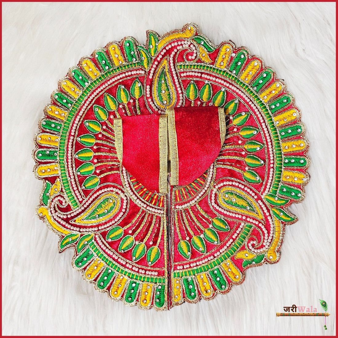 Handmade Shaneel Lace Moti Work Red Laddu Gopal Dress | Designer Kanha Ji Poshak for Janmashtami | Fancy Bal Gopal & Krishna Ji Dress