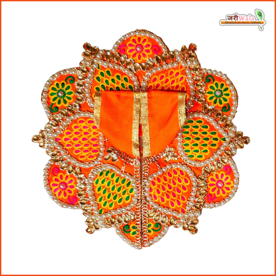 Handmade Orange Laddu Gopal Dress with Moti Work | Designer Kanha Ji Poshak for Janmashtami | Fancy Bal Gopal Dress | Krishna Ji Outfit