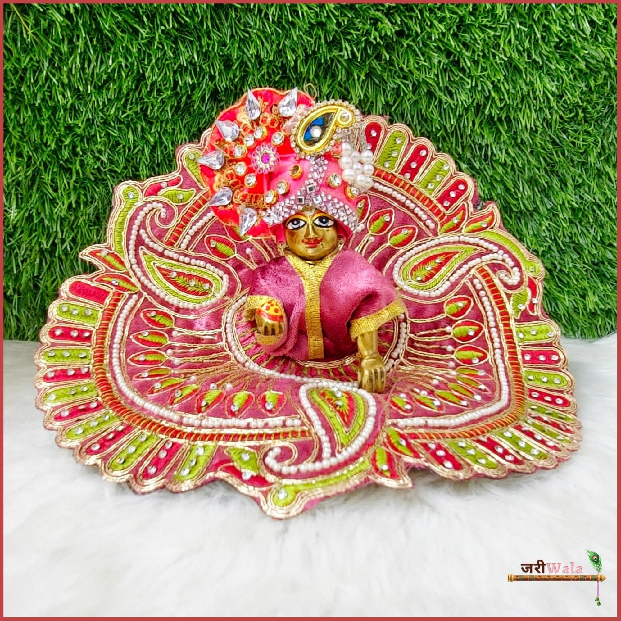 Handmade Shaneel Lace Multicolor Laddu Gopal Dress | Designer Kanha Ji Poshak for Janmashtami | Fancy Bal Gopal & Krishna Ji Dress