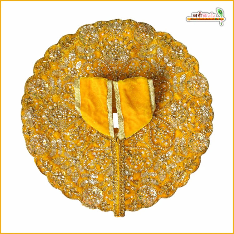 Handmade Yellow Laddu Gopal Dress with Cutdana Sitara Moti Work | Designer Kanha Ji Poshak for Janmashtami | Fancy Bal Gopal Dress