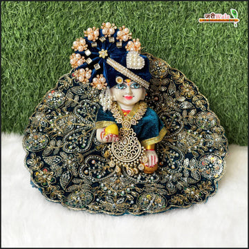 Handmade Teal Blue Laddu Gopal Dress with Cutdana Sitara Moti Work | Designer Kanha Ji Poshak for Janmashtami | Fancy Bal Gopal Dress