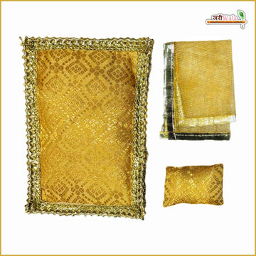 Cotton Printed 3 Piece Gadda Takia Set Golden