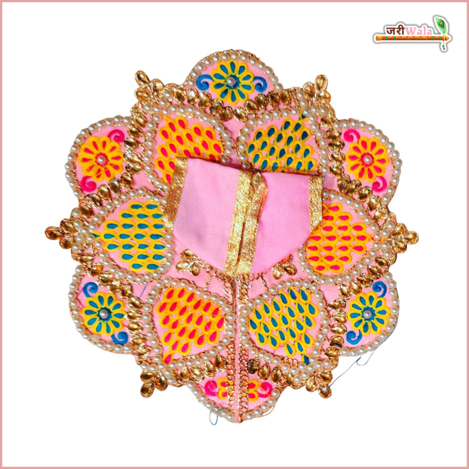 Handmade Baby Pink Laddu Gopal Dress | Designer Moti Work Poshak for Kanha Ji | Fancy Bal Gopal Dress for Janmashtami Celebrations