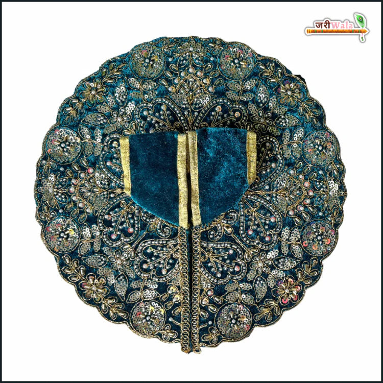 Handmade Teal Blue Laddu Gopal Dress with Cutdana Sitara Moti Work | Designer Kanha Ji Poshak for Janmashtami | Fancy Bal Gopal Dress