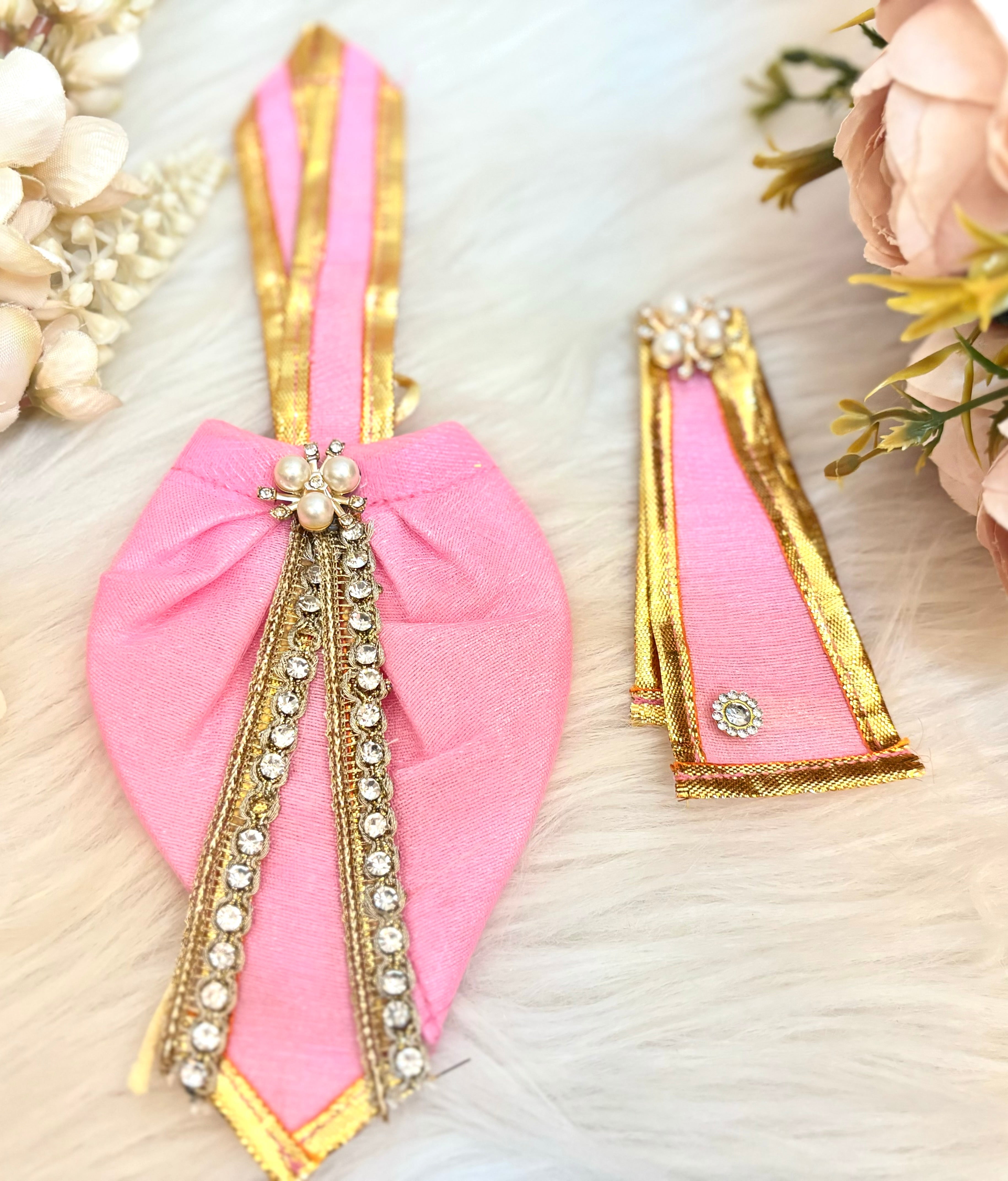 Handmade Designer Pink Lehenga & Dhoti Set for Laddu Gopal - 6 Piece Kanha Ji Poshak, Perfect for Janmashtami & Festivals | Bal Gopal & Krishna Ji Dress