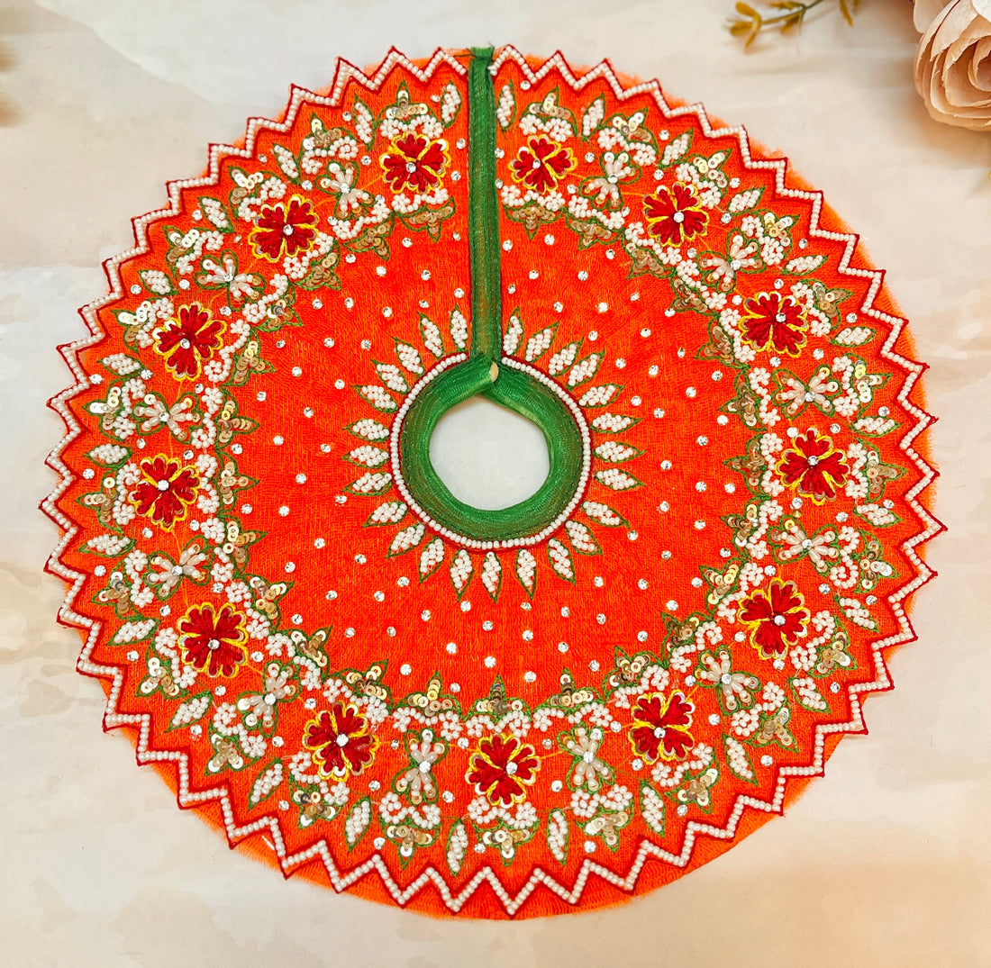 Luxe Handmade Kesari Laddu Gopal Dress Set - 4 Piece Designer Poshak for Kanha Ji, Bal Gopal & Krishna Ji | Perfect for Janmashtami Festival