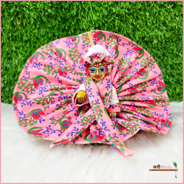 Handmade Designer Baby Pink Floral Laddu Gopal Dress with Patka & Cap - Perfect for Janmashtami, Bal Gopal Poshak, and Krishna Ji Celebrations