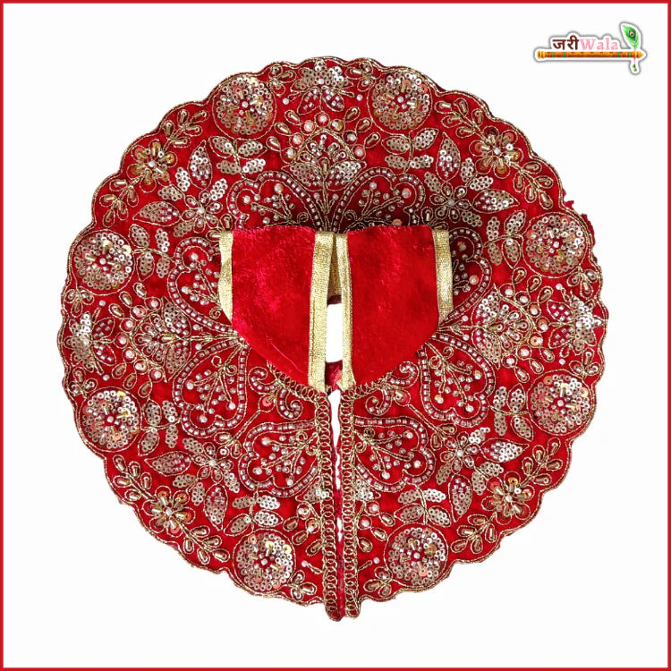 Handmade Designer Red Laddu Gopal Dress with Cutdana Sitara Moti Work | Fancy Kanha Ji Poshak for Janmashtami & Festivals | Bal Gopal & Krishna Ji Dress
