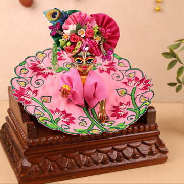 Handmade Pink Mulmul Cotton Laddu Gopal Poshak - Designer Kanha Ji Dress for Janmashtami, Fancy Bal Gopal Dress, Krishna Ji Poshak