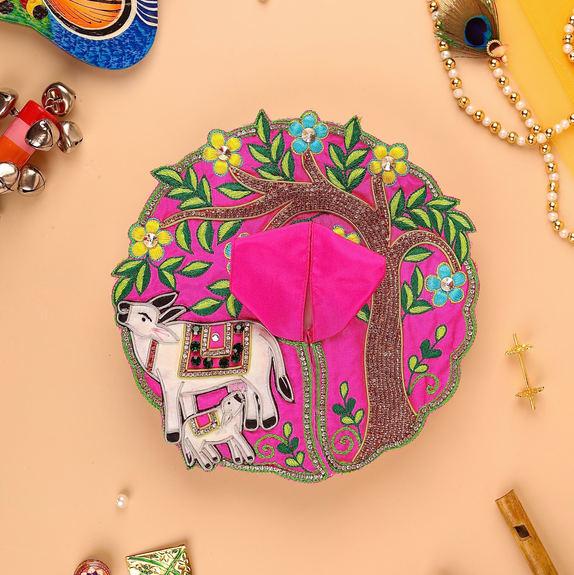 Handmade Magenta Laddu Gopal Dress - Designer Poshak for Kanha Ji, Bal Gopal & Krishna Ji | Fancy Janmashtami Outfit