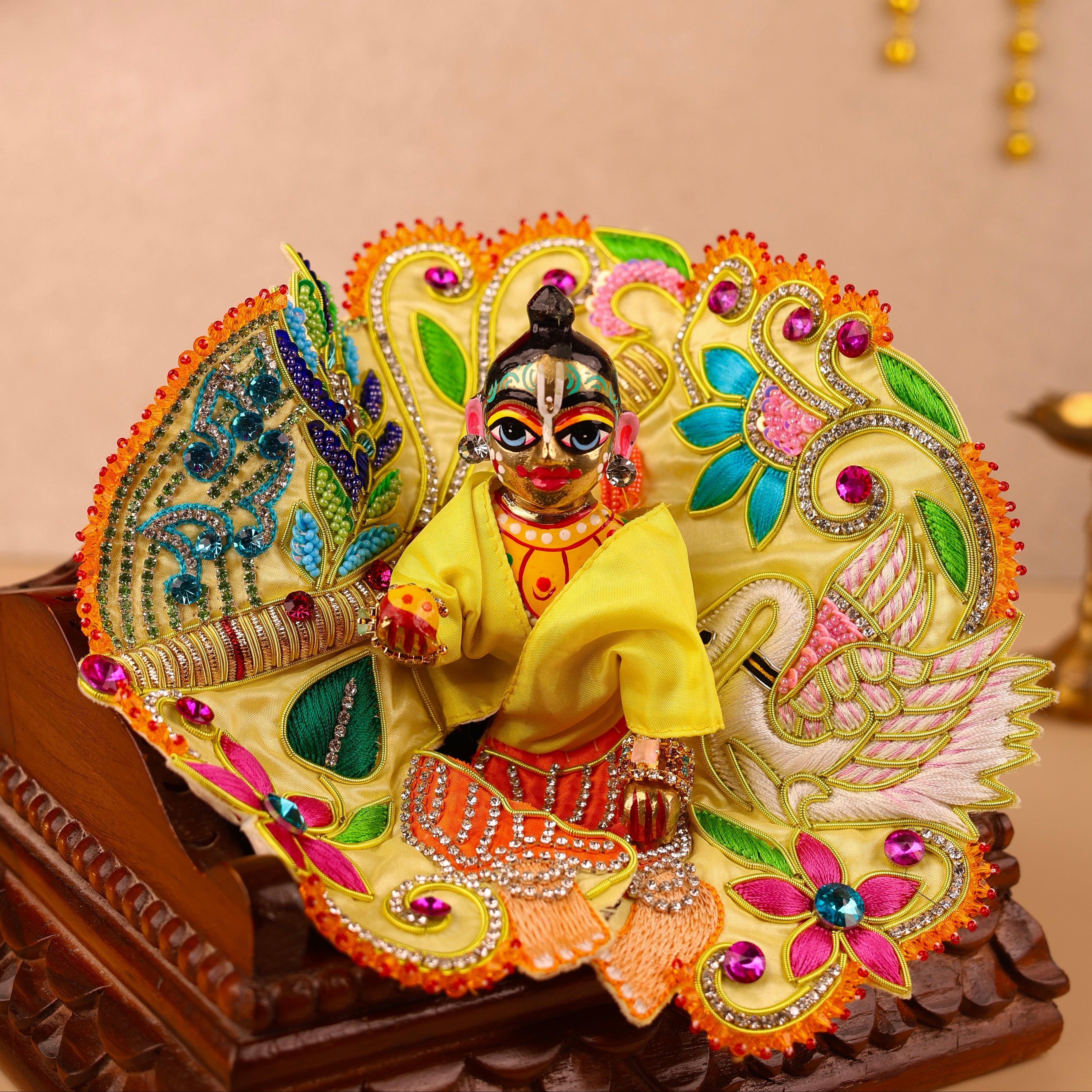 Handmade Yellow Laddu Gopal Dress - Designer Kanha Ji Poshak for Janmashtami, Fancy Bal Gopal Dress, Krishna Ji Outfit