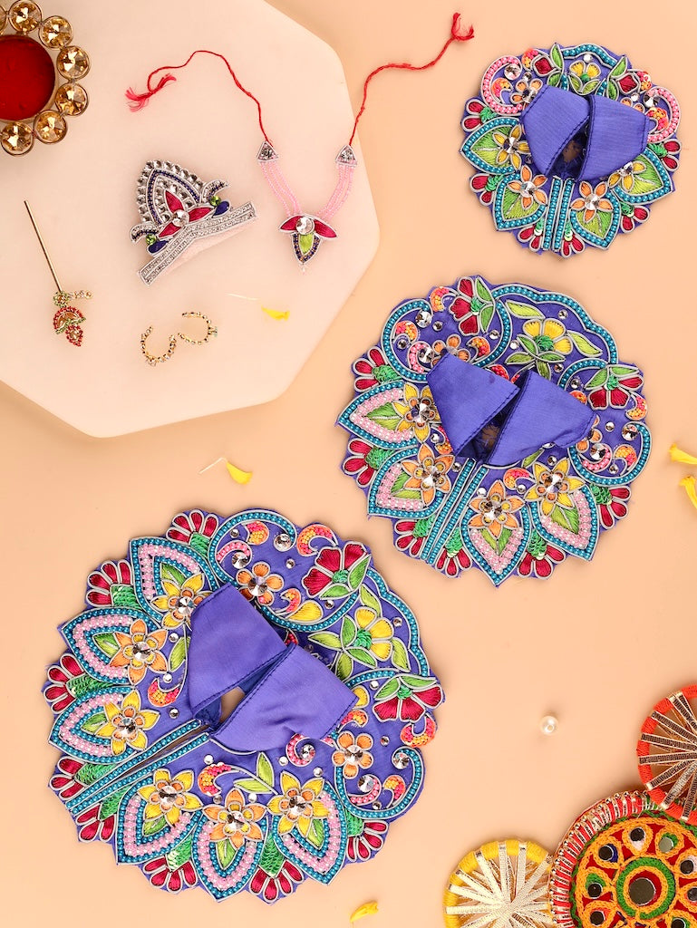Indradhanu Blue Designer Laddu Gopal Dress - Fancy Poshak for Kanha Ji, Bal Gopal & Krishna Ji | Perfect for Janmashtami Celebrations