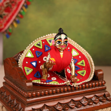 Handmade Rangilo Red Laddu Gopal Dress | Designer Kanha Ji Poshak for Janmashtami | Fancy Bal Gopal & Krishna Ji Dress