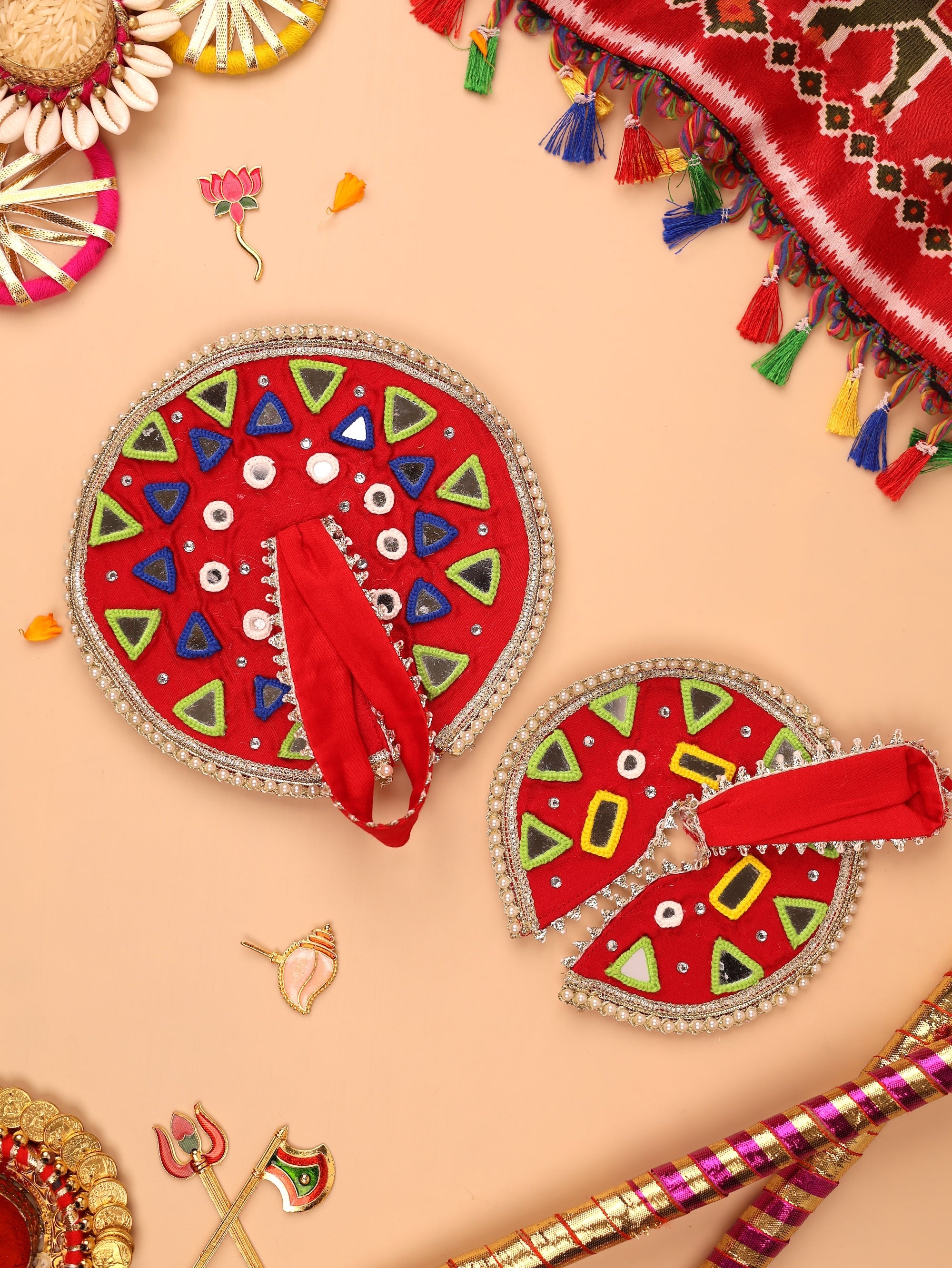 Handmade Rangilo Red Laddu Gopal Dress | Designer Kanha Ji Poshak for Janmashtami | Fancy Bal Gopal & Krishna Ji Dress