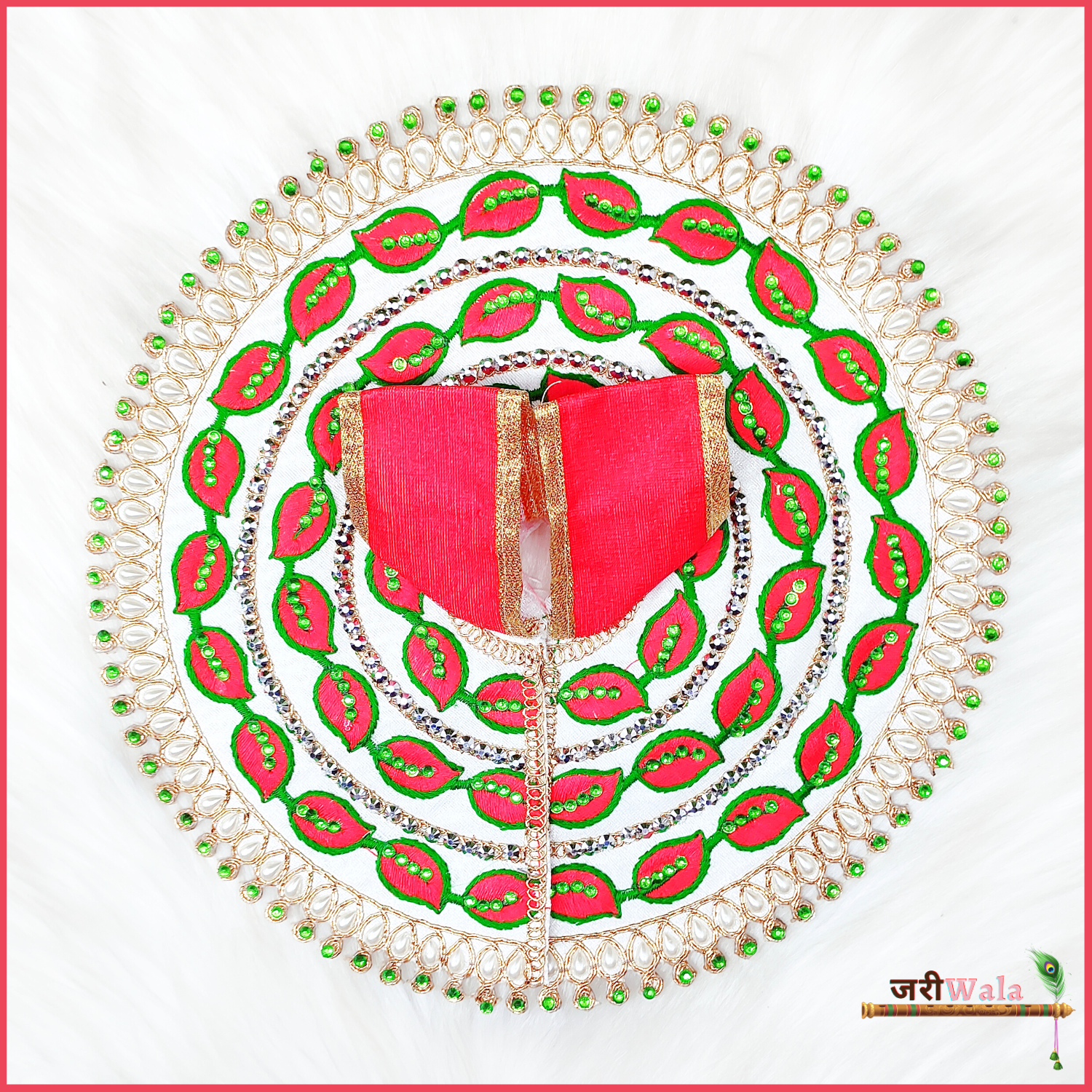 Handmade Cotton Thread Red Poshak for Laddu Gopal | Designer Kanha Ji Dress | Fancy Bal Gopal Outfit for Janmashtami Celebrations