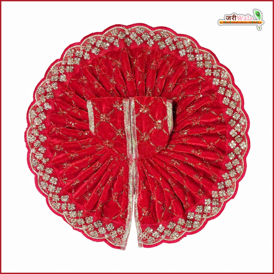 Handmade Designer Red Laddu Gopal Poshak with Sitara Stone Work | Fancy Kanha Ji Dress for Janmashtami | Bal Gopal & Krishna Ji Dress