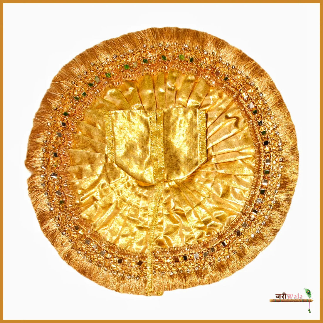 Handmade Designer Blended Thread Lace Work Golden Poshak - Elegant Laddu Gopal Dress for Janmashtami, Kanha Ji Poshak, Bal Gopal & Krishna Ji Dress