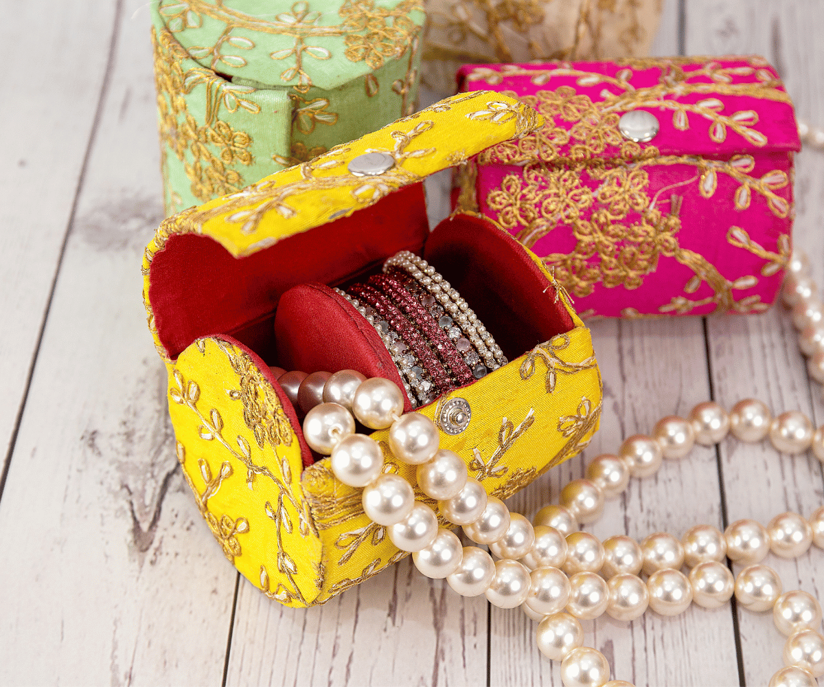 Handmade Sea Green 4" Embroidered Bangle Holder Box for Laddu Gopal Dress, Kanha Ji Poshak, and Bal Gopal Dress - Perfect for Janmashtami Festival