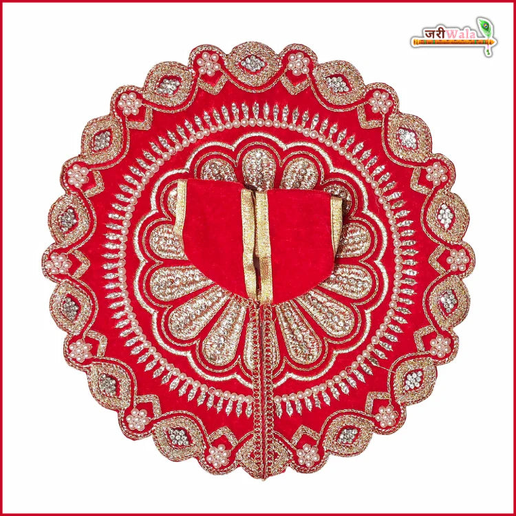 Handmade Red Laddu Gopal Poshak with Sitara Stone Work | Designer Kanha Ji Dress for Janmashtami | Fancy Bal Gopal Dress