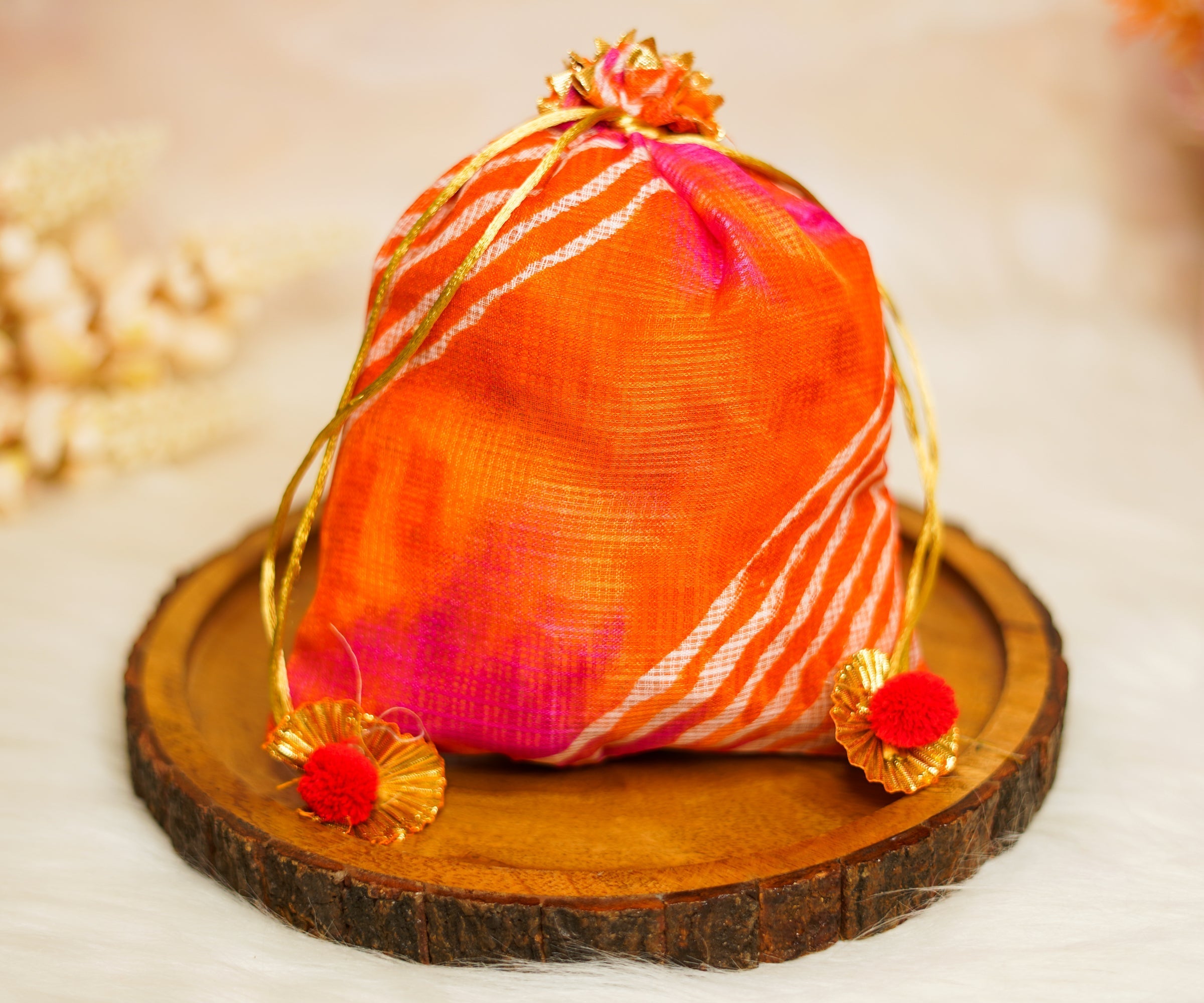 Handmade Leheriya Potli Bags (Pack of 10) - Multi-Color Designer Laddu Gopal Dress, Kanha Ji Poshak, Bal Gopal Dress for Janmashtami Festival