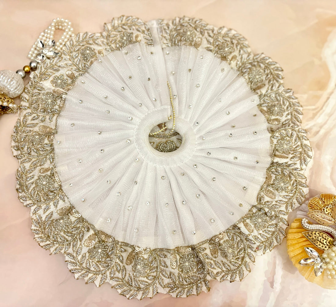 Luxe Handmade Sharad Purnima Special 4-Piece Laddu Gopal Dress Set | Designer Kanha Ji Poshak & Bal Gopal Dress for Janmashtami Festival
