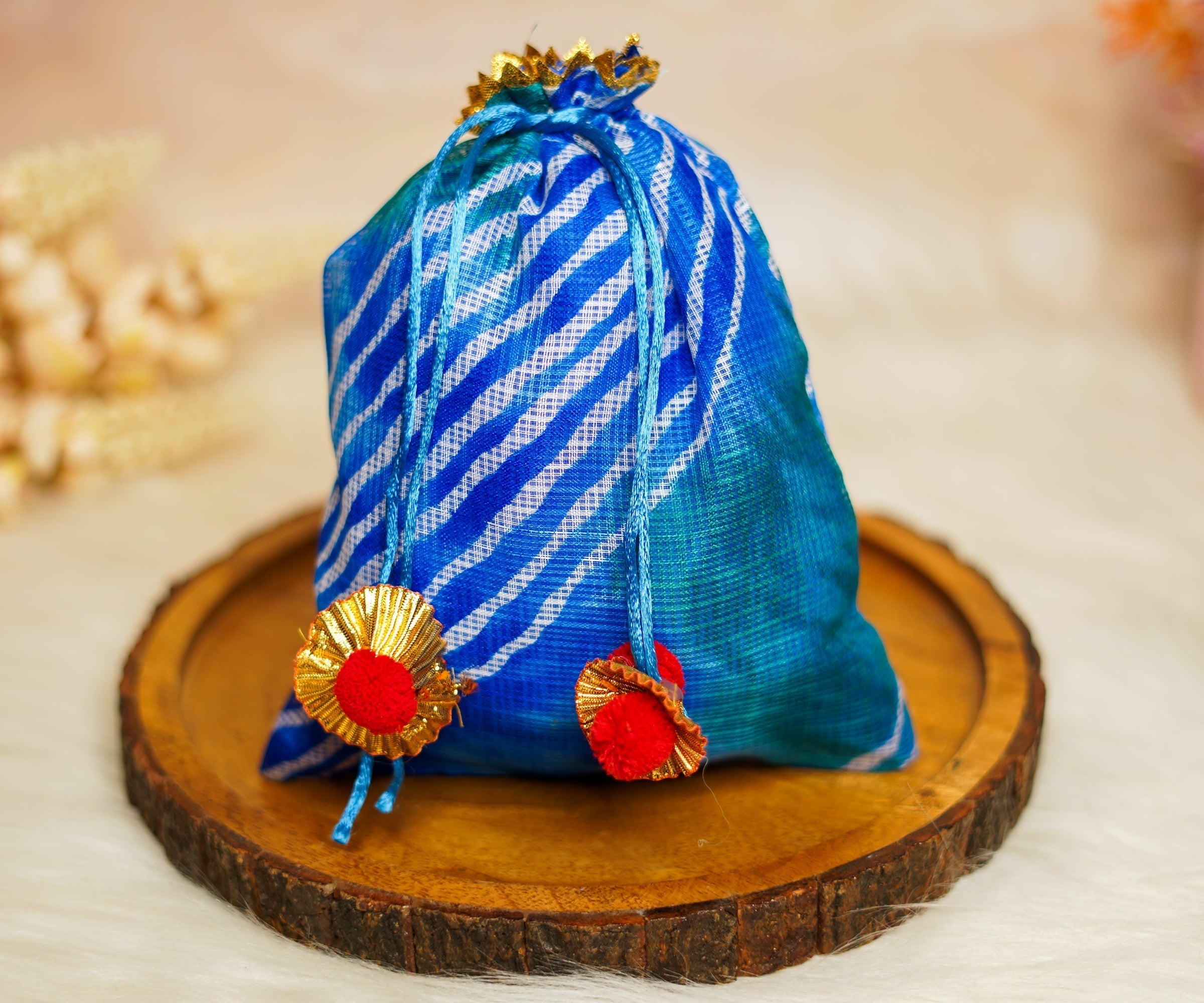 Handmade Leheriya Potli Bags (Pack of 10) - Multi-Color for Janmashtami, Perfect for Laddu Gopal Dress, Kanha Ji Poshak, and Bal Gopal Dress