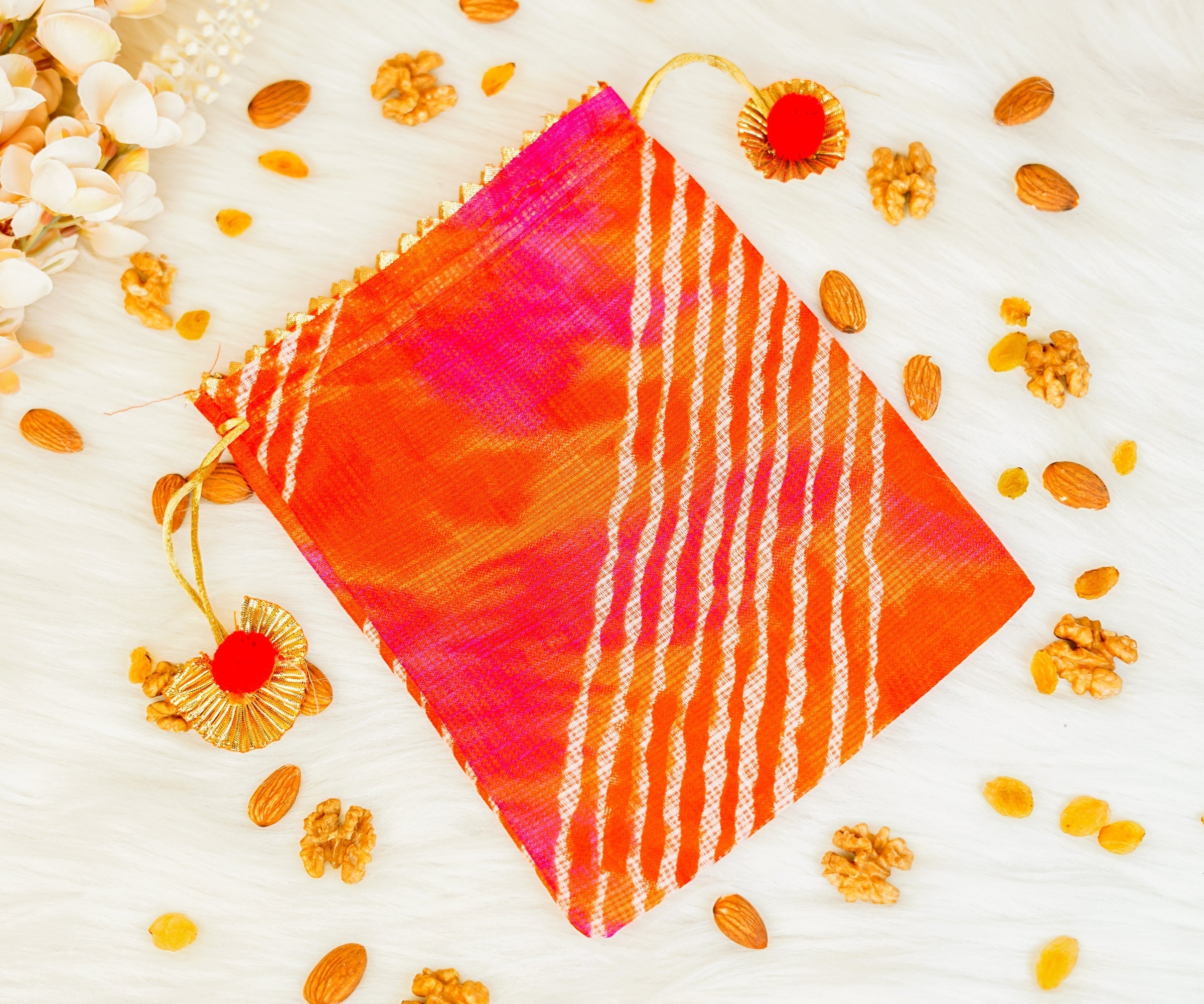 Handmade Leheriya Potli Bags (Pack of 10) - Multi-Color Designer Laddu Gopal Dress, Kanha Ji Poshak, Bal Gopal Dress for Janmashtami Festival