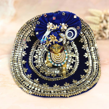Handmade Neelrajya Velvet Laddu Gopal Dress - Designer Kanha Ji Poshak, Fancy Bal Gopal Dress for Janmashtami Celebrations